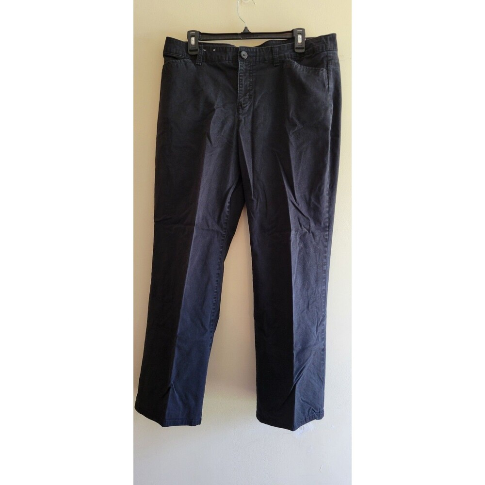 Croft & Barrow Women's Black Chino Pants Twill Straight Leg Mid Rise Size 14
